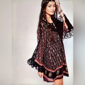 NWT Free People NOMAD CHILD MIni Dress Sz Small Color Black Combo SRP $148